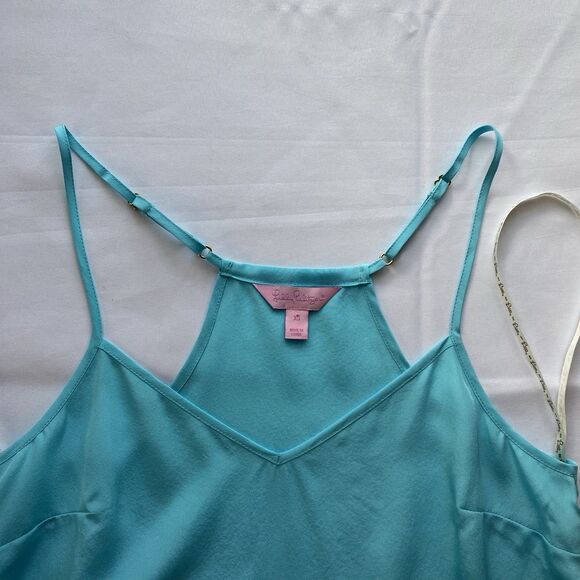 Lilly Pulitzer Silk Dusk Light Blue Racerback Tank Top Size Extra Small - Picture 3 of 14
